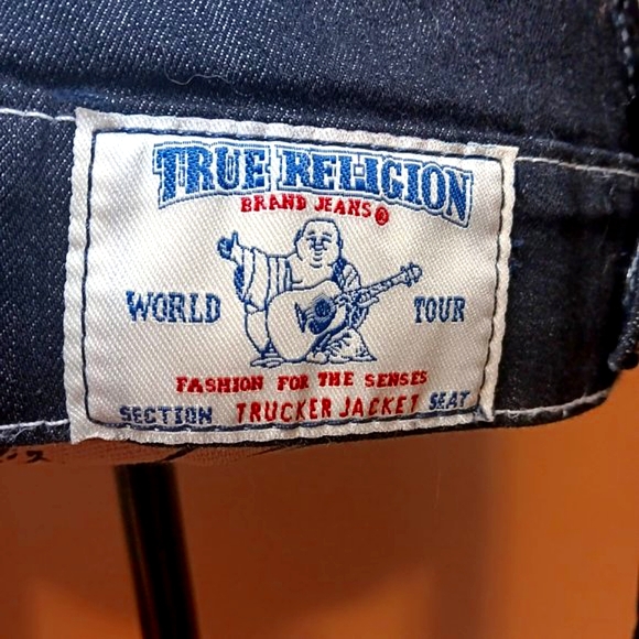 True Religion NWOT Black Denim Jean Trucker Jacket Women’s Size XL - Picture 9 of 16